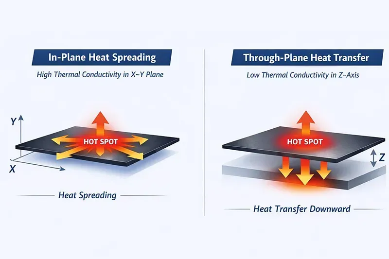 Comparison of heat dissipation directions for anisotropic graphene thermal pads